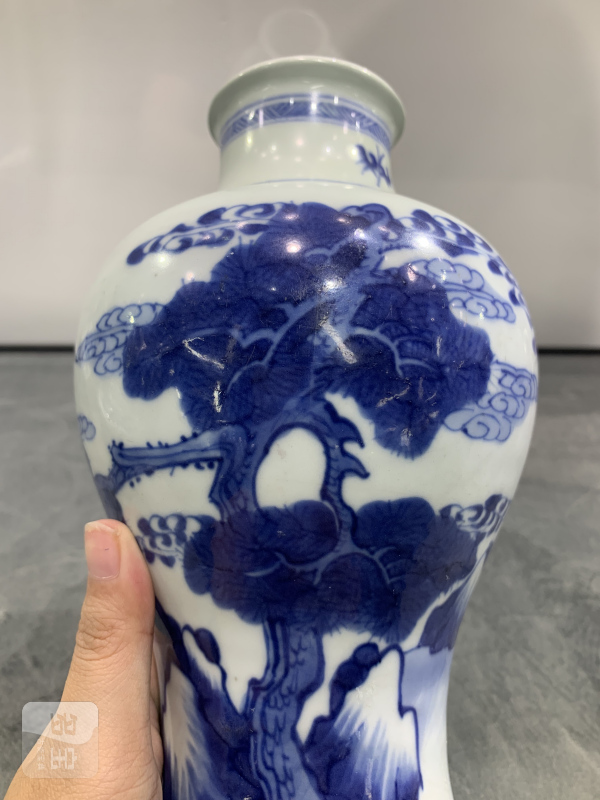 清康熙青花鹤鹿同春诗文梅瓶 - 图12